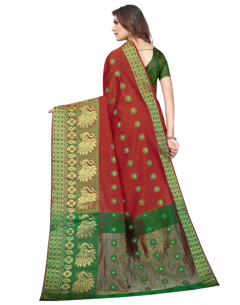 Orange Banarasi Silk Saree