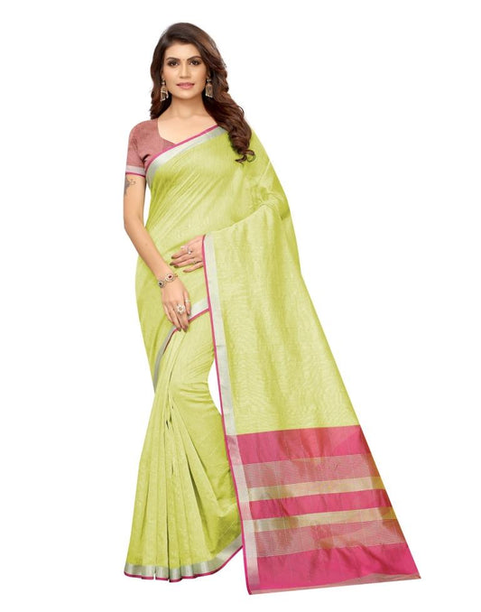 Green Plain Silk Saree