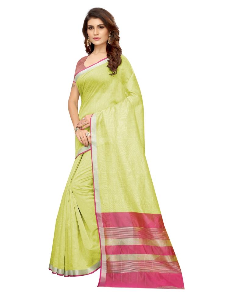 Green Plain Silk Saree