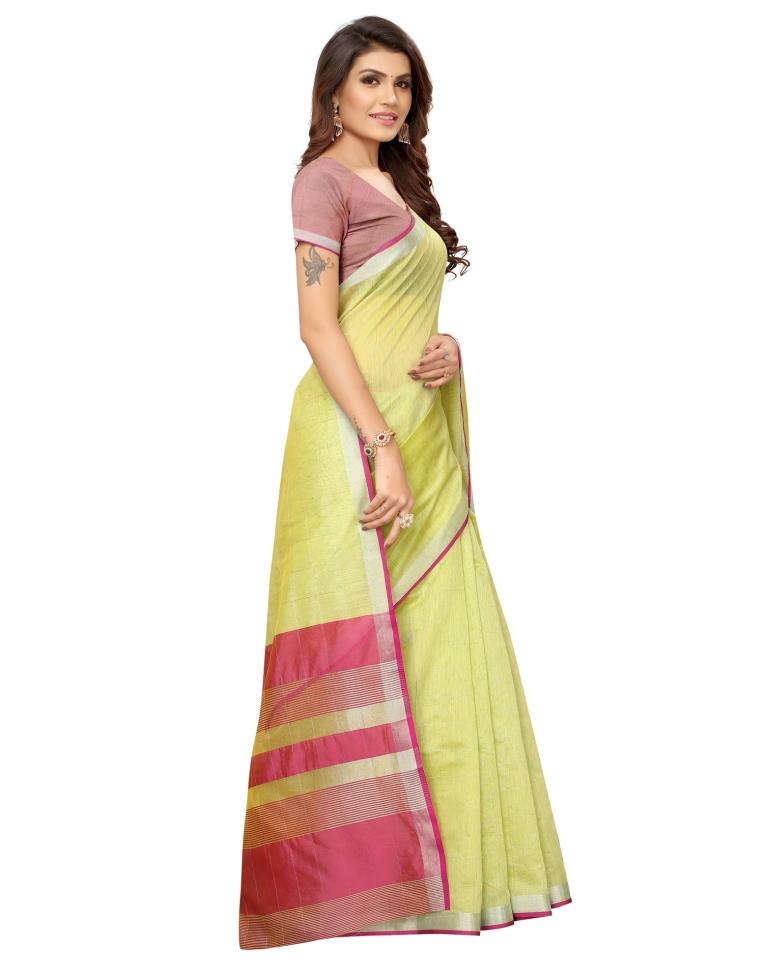 Green Plain Silk Saree