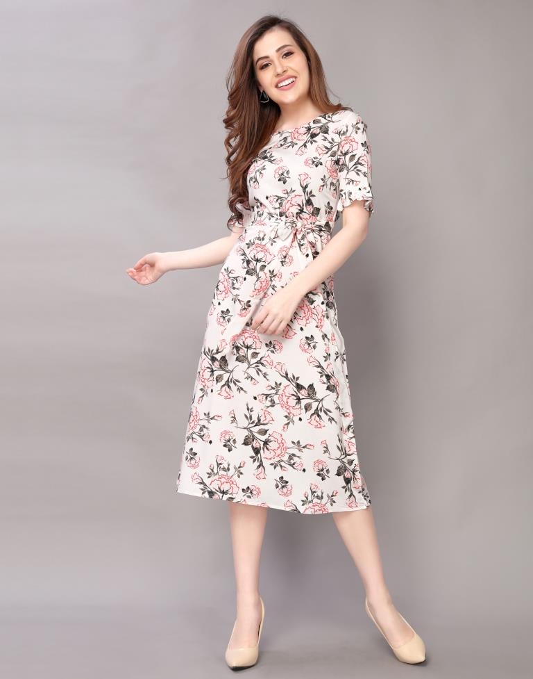 White Coloured Digital Printed Rayon Dress | Sudathi