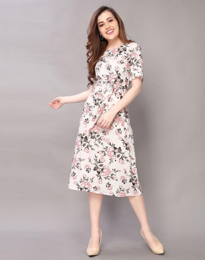 White Coloured Digital Printed Rayon Dress | Sudathi