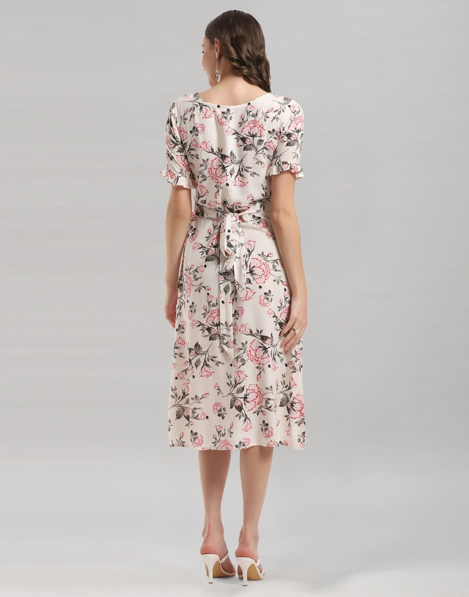 White Coloured Digital Printed Rayon Dress | Sudathi