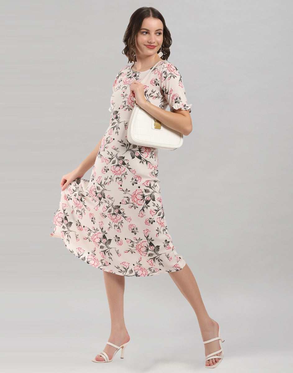 White Coloured Digital Printed Rayon Dress | Sudathi