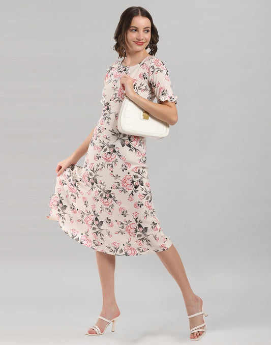 White Coloured Digital Printed Rayon Dress | Sudathi