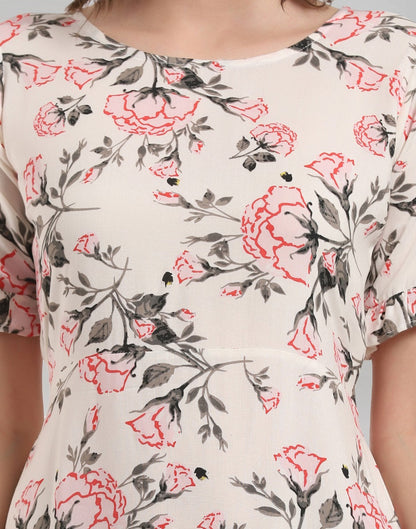 White Coloured Digital Printed Rayon Dress | Sudathi