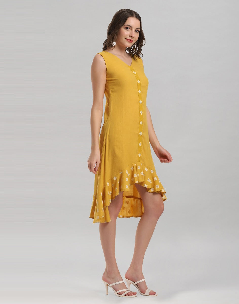 Mustard Yellow Ruffled Dress | Sudathi
