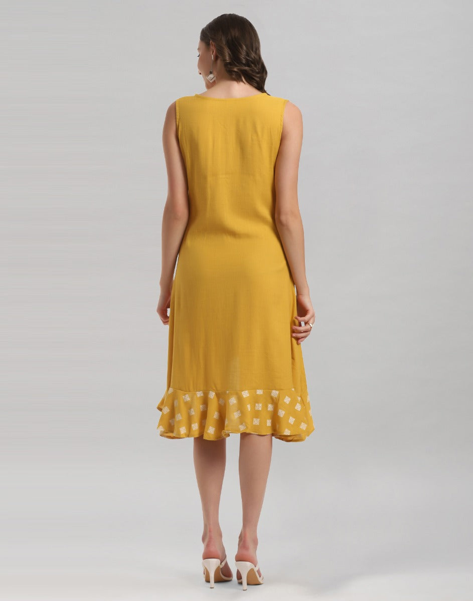 Mustard Yellow Ruffled Dress | Sudathi