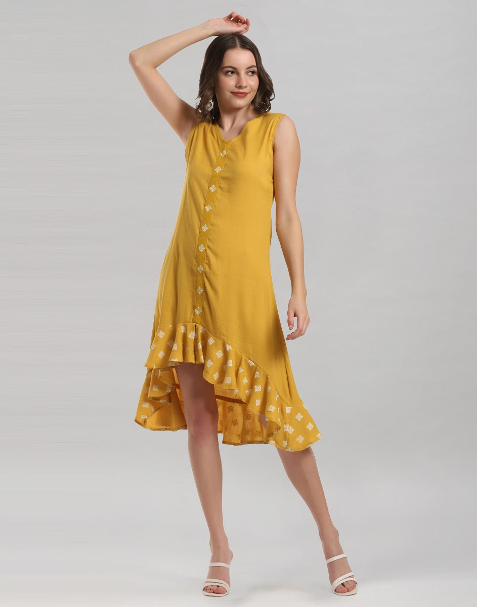 Mustard Yellow Ruffled Dress | Sudathi