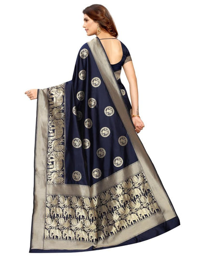 Navy Blue Banarasi Silk Saree