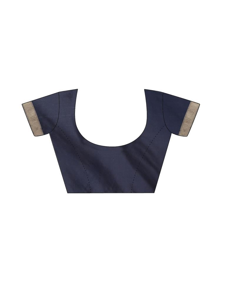 Navy Blue Banarasi Silk Saree