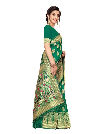 Green Coloured Poly Silk Banarasi Jacquard Partywear saree | Sudathi