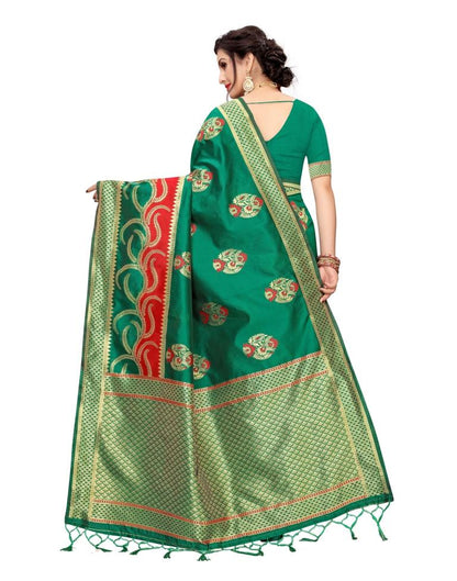 Green Coloured Poly Silk Banarasi Jacquard Partywear saree | Sudathi