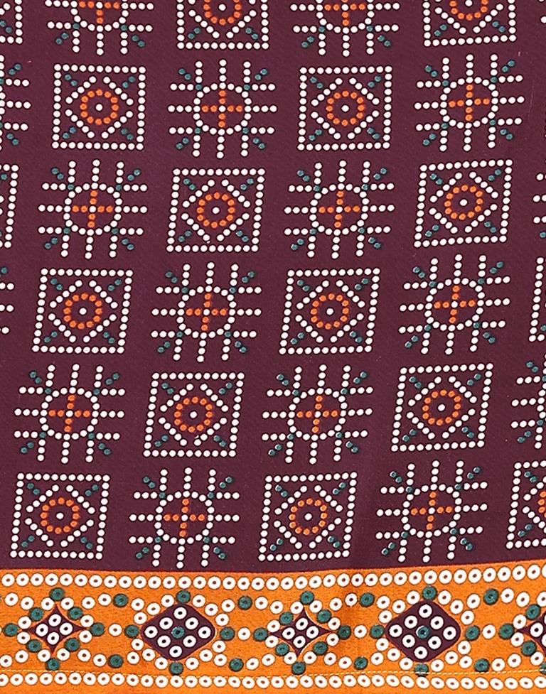 Maroon Printed Cotton Unstitched Salwar Suit Material