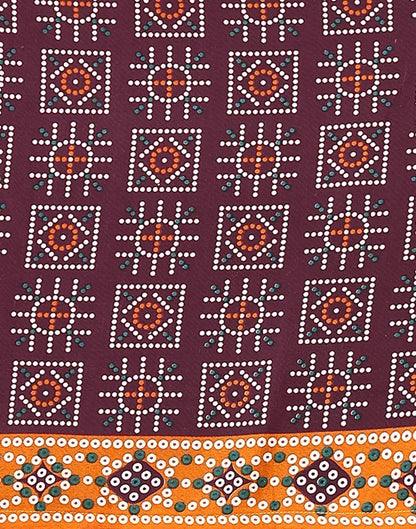 Maroon Printed Cotton Unstitched Salwar Suit Material