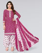 Pink Printed Cotton Unstitched Salwar Suit Material