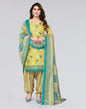 Yellow Printed Cotton Unstitched Salwar Suit Material