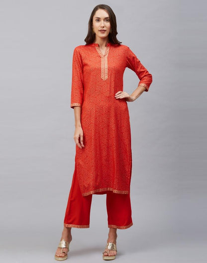 Red Coloured Foil Printed Rayon Plazzo | Sudathi