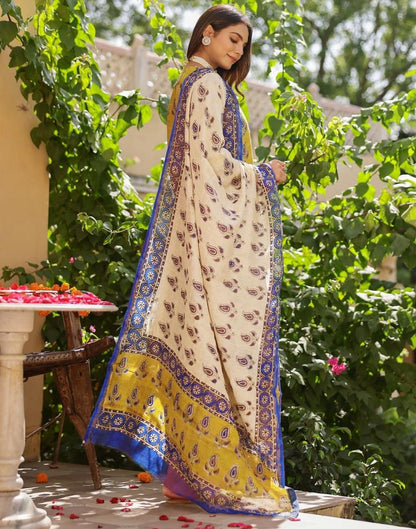 Mustard Yellow Printed Muslin Straight Kurta Set With Dupatta