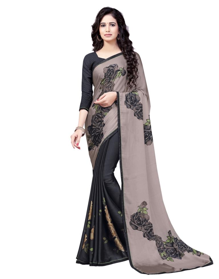 Black Coloured Chiffon Printed Partywear saree | Leemboodi