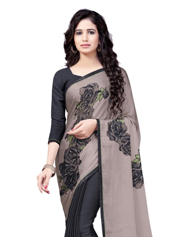 Black Coloured Chiffon Printed Partywear saree | Leemboodi