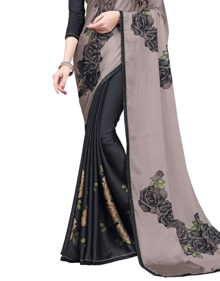 Black Coloured Chiffon Printed Partywear saree | Leemboodi