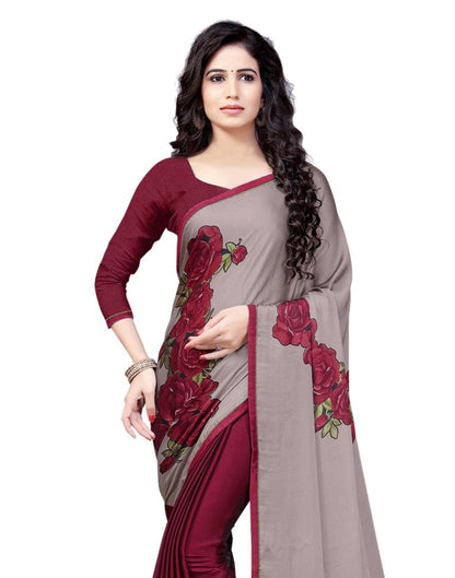 Maroon Coloured Chiffon Printed Partywear saree | Sudathi