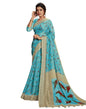 Blue Coloured Poly Cotton Printed Partywear saree | Leemboodi