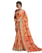 Peach Coloured Poly Cotton Printed Partywear saree | Leemboodi