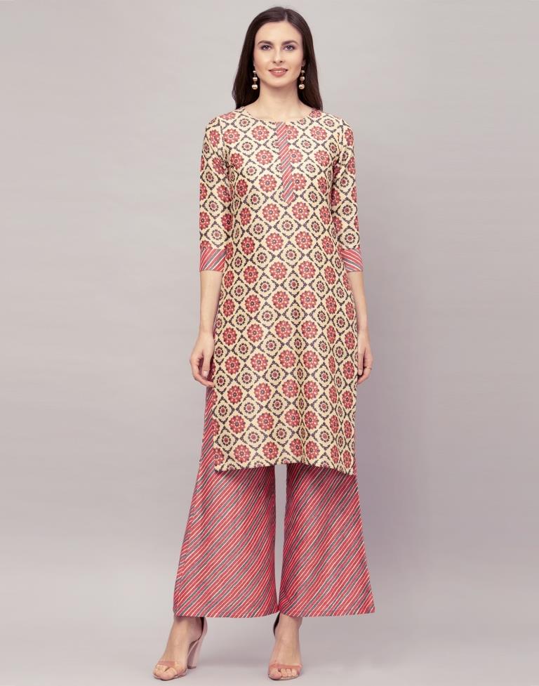 Pink Coloured Printed Cotton Plazzo | Sudathi