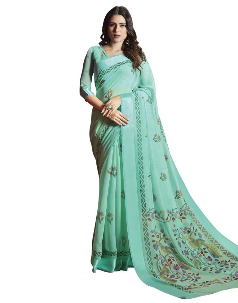 Turquoise Cotton Saree | Sudathi