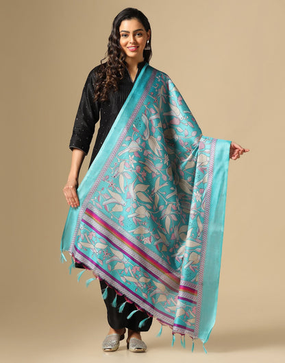 Blue Khadi Silk Dupatta | Leemboodi