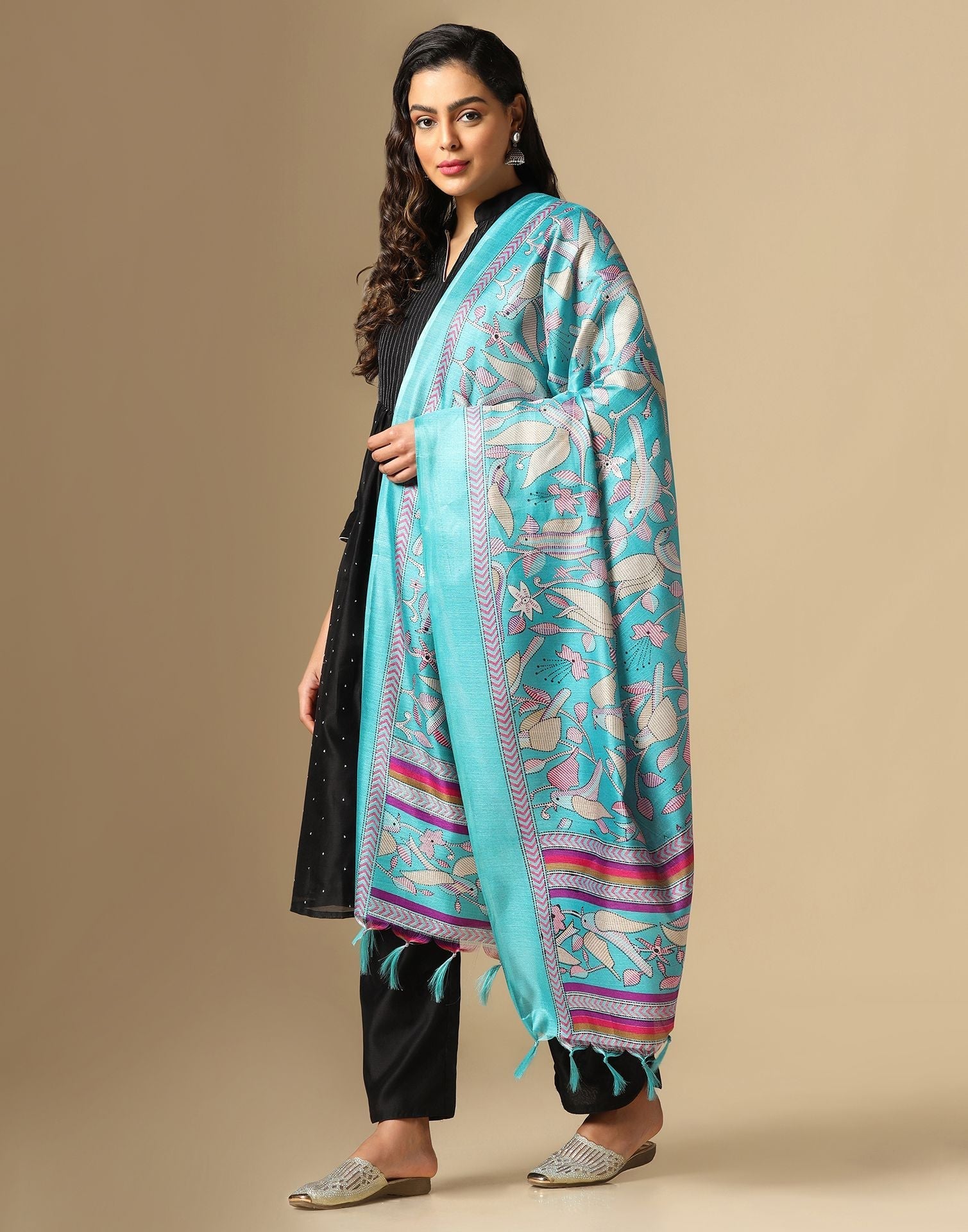 Blue Khadi Silk Dupatta | Leemboodi