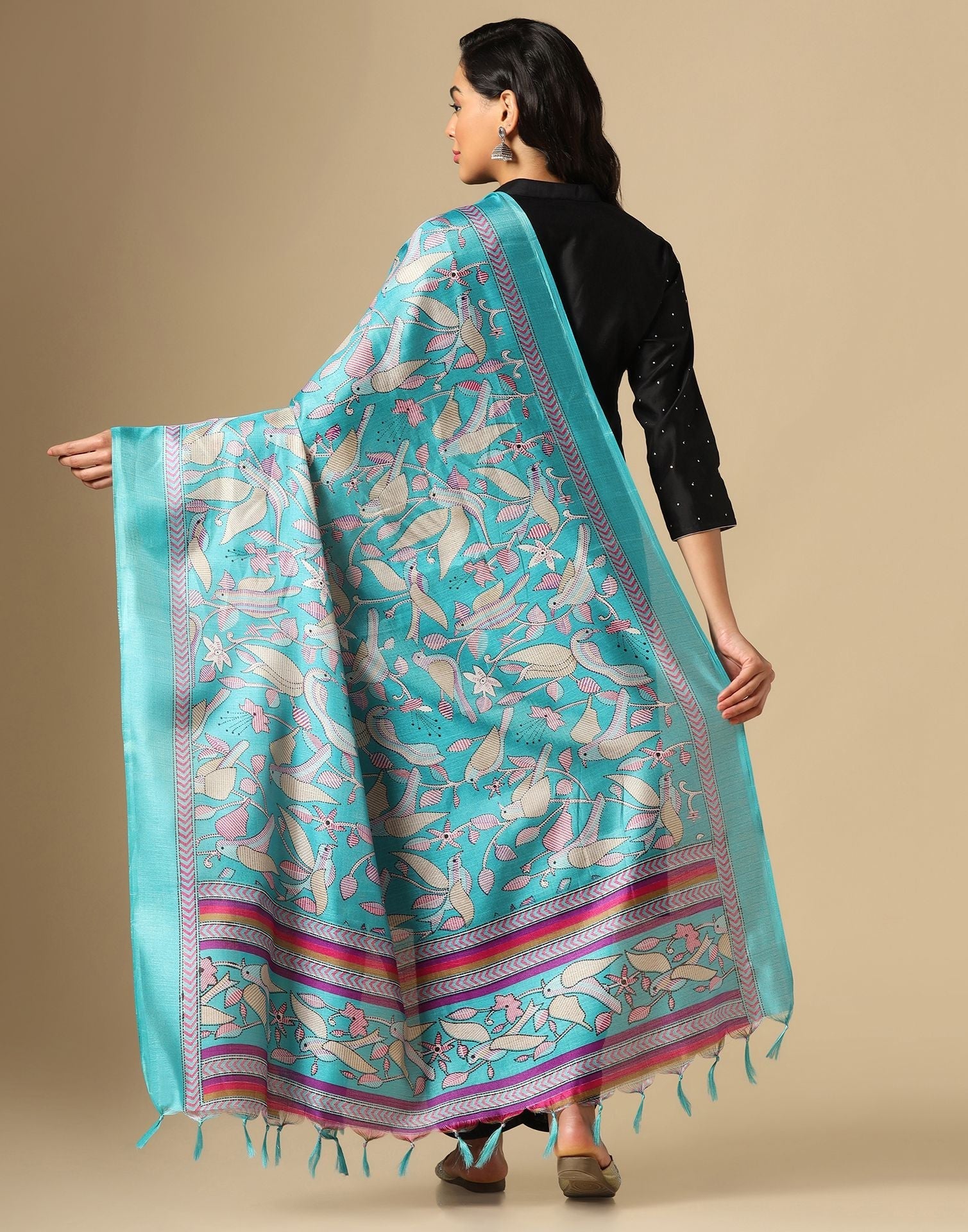 Blue Khadi Silk Dupatta | Leemboodi