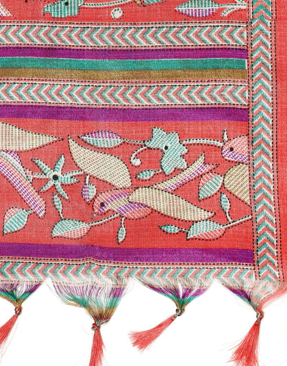 Pink Khadi Silk Dupatta | Leemboodi