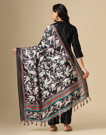 Black Khadi Silk Dupatta | Leemboodi