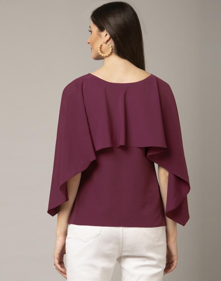 Blissful Wine Coloured Dyed Georgette Crepe Tops | Sudathi