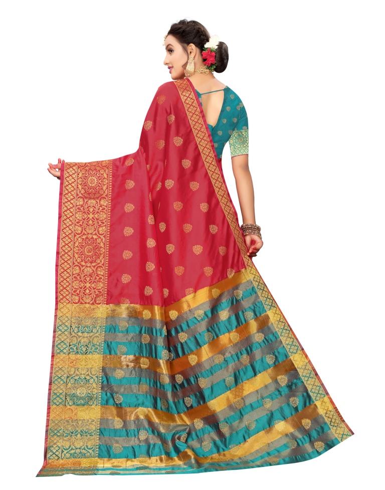 Red Coloured Kanjivaram Jacquard Silk Saree | Leemboodi
