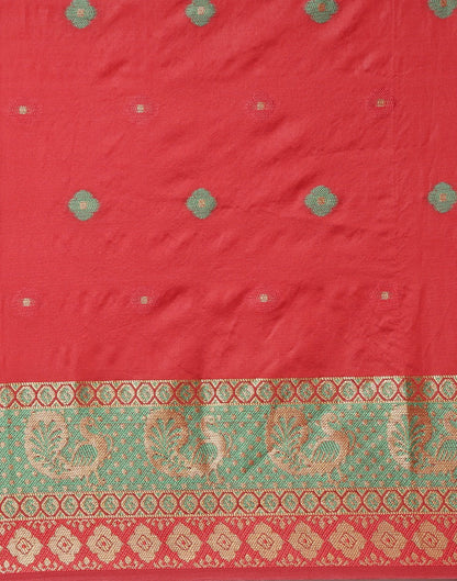 Red Coloured Poly Silk Jacquard Partywear saree | Sudathi
