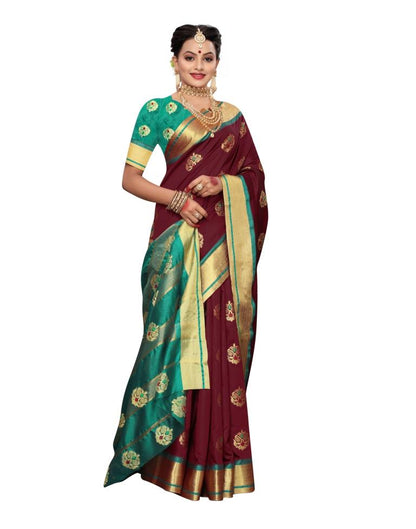 Maroon Banarasi Silk Saree