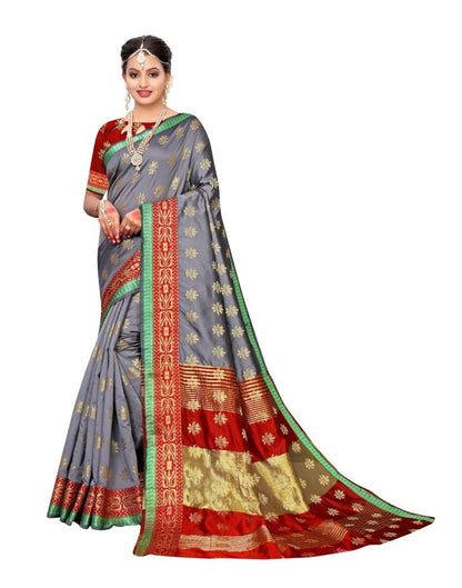 Grey Banarasi Silk Saree