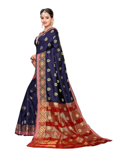Navy Blue Banarasi Silk Saree