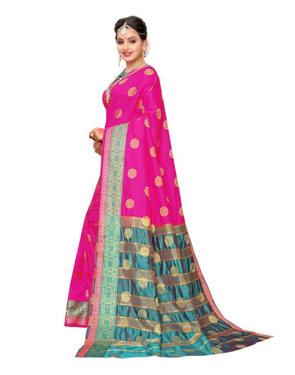 Pink Coloured Poly Silk Jacquard Partywear saree | Leemboodi