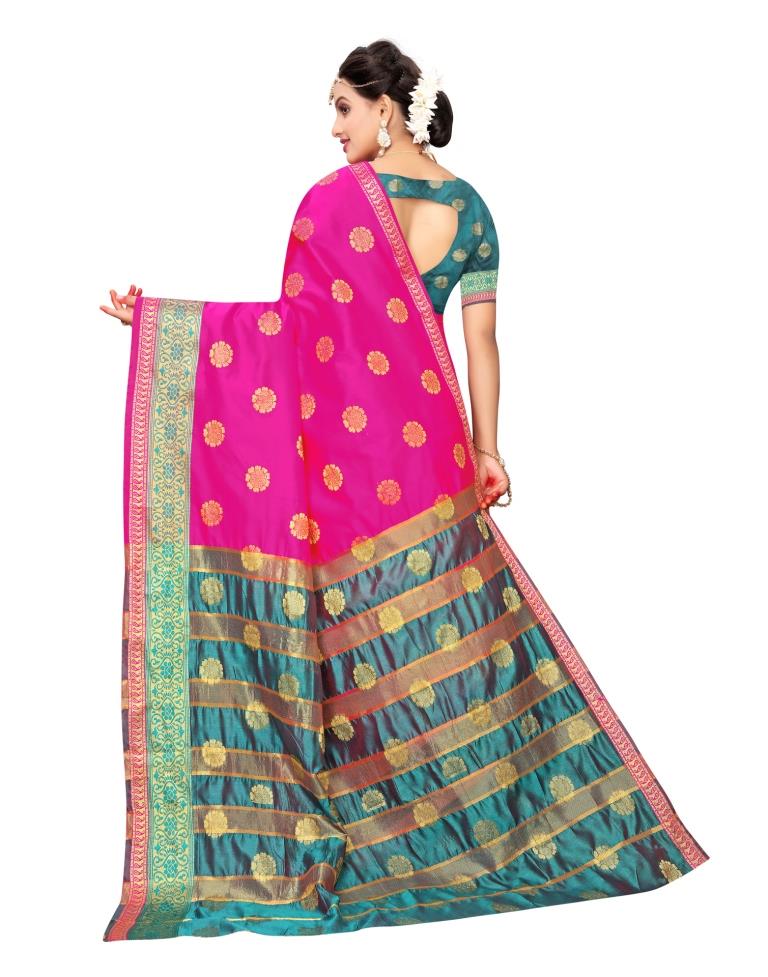 Pink Coloured Poly Silk Jacquard Partywear saree | Leemboodi