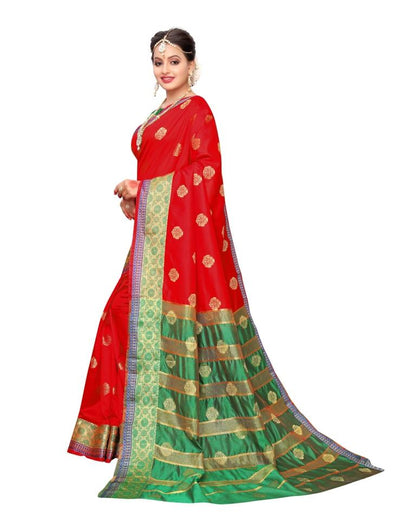 Red Coloured Poly Silk Jacquard Partywear saree | Leemboodi