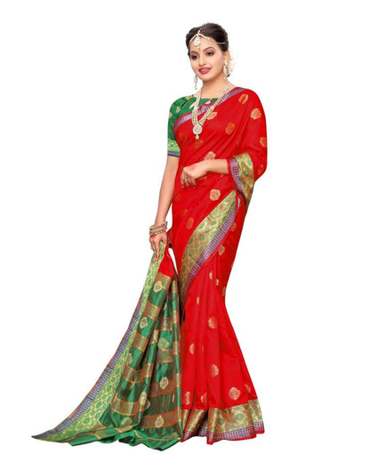 Red Coloured Poly Silk Jacquard Partywear saree | Leemboodi