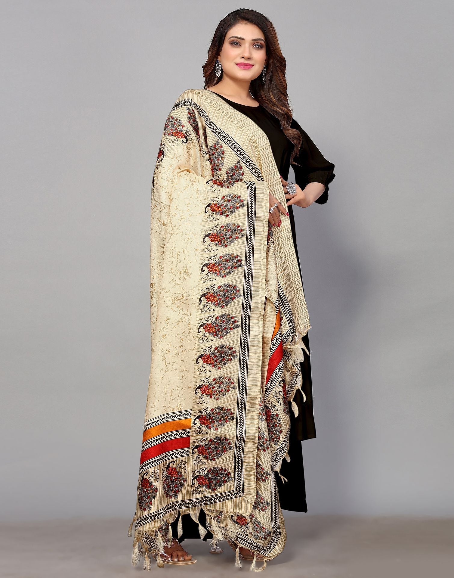 Cream Khadi Silk Dupatta | Leemboodi