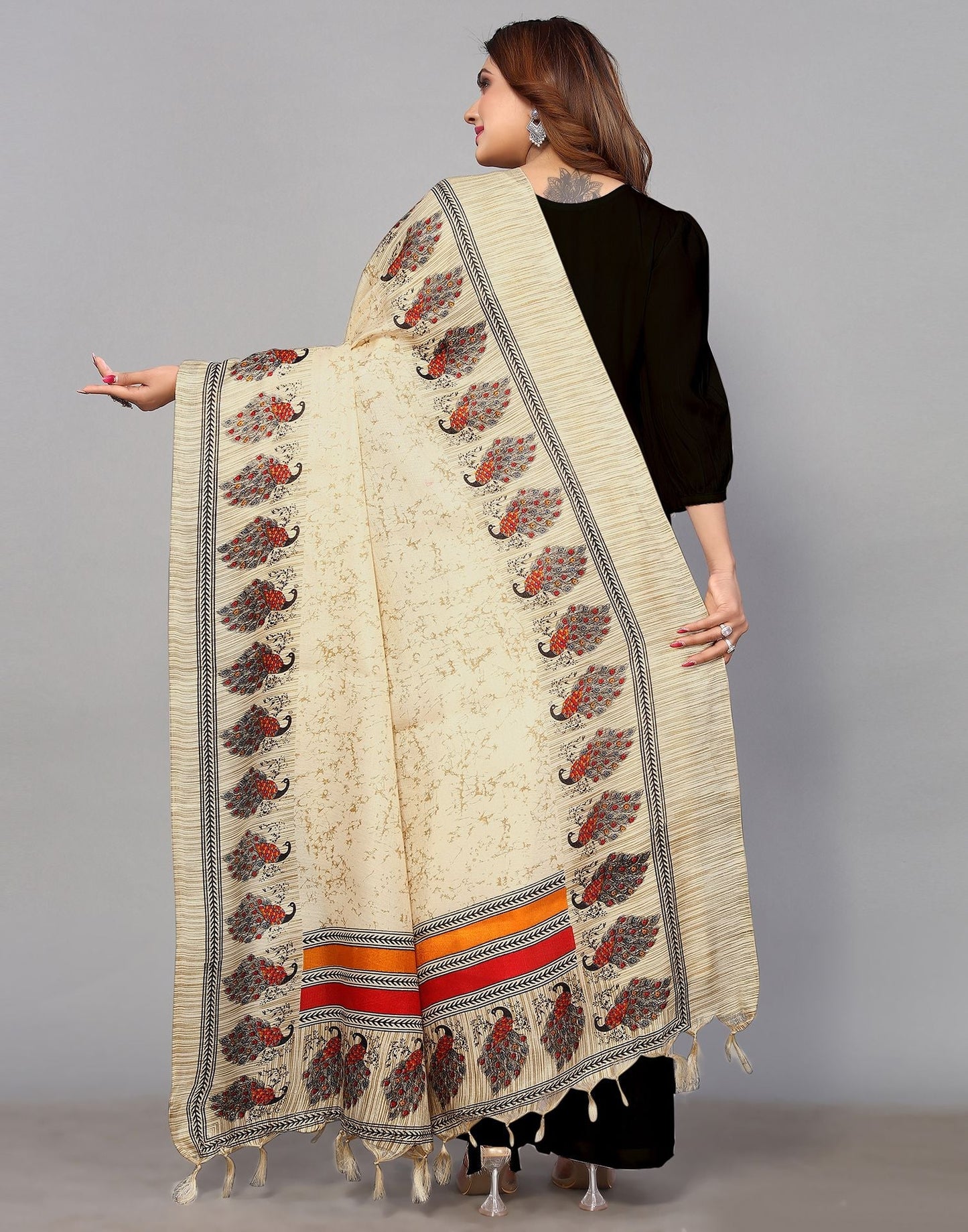 Cream Khadi Silk Dupatta | Leemboodi