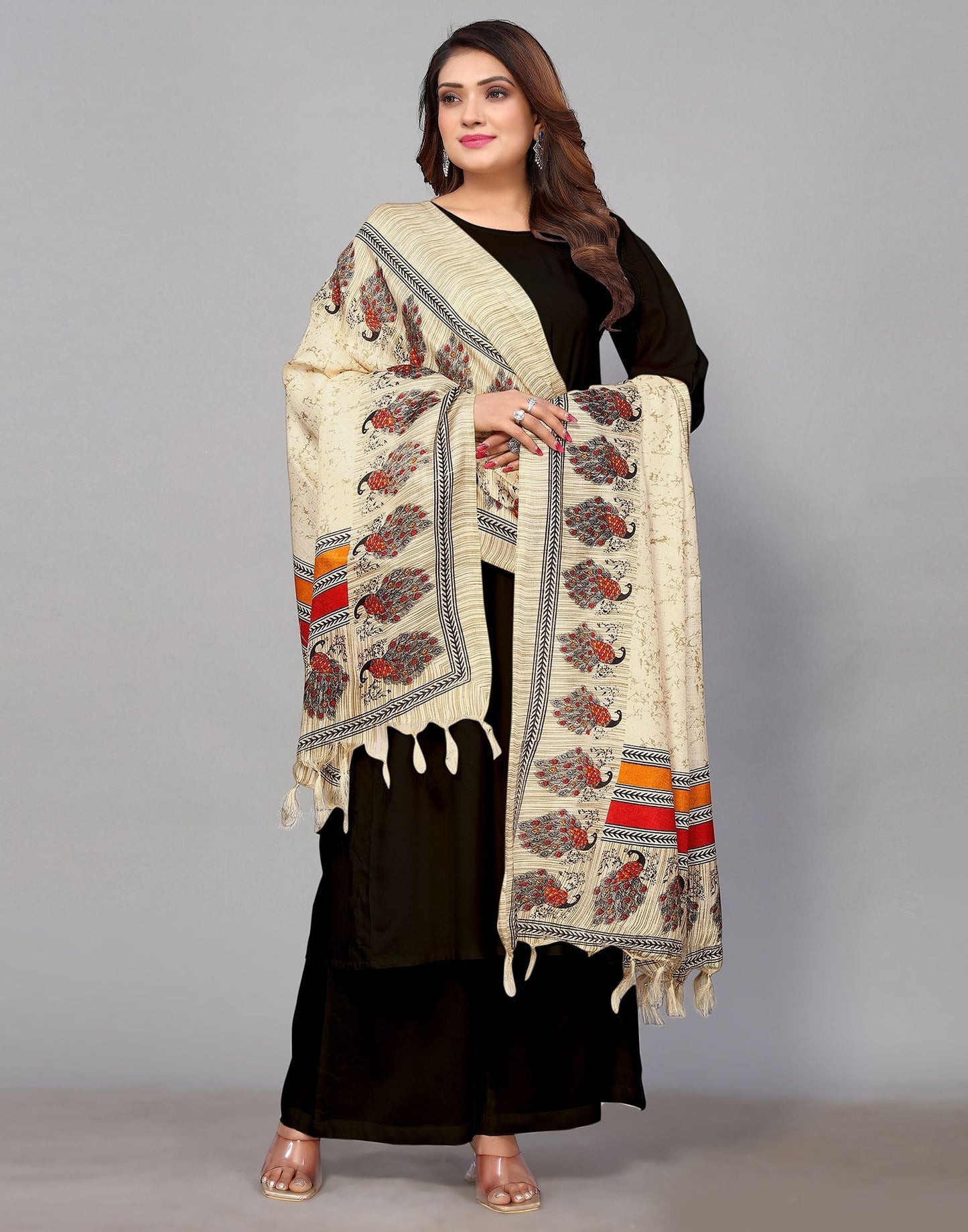 Cream Khadi Silk Dupatta | Leemboodi