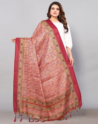 Dark Dusty Pink Khadi Silk Dupatta | Leemboodi